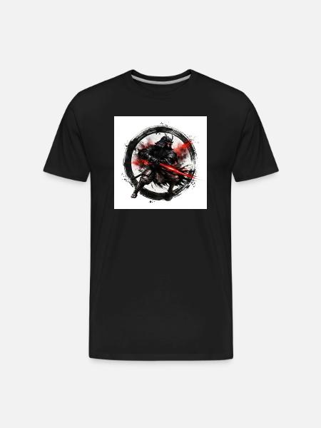 Shadow Samurai with Crimson Blade - Men's Premium Organic T-Shirt - black