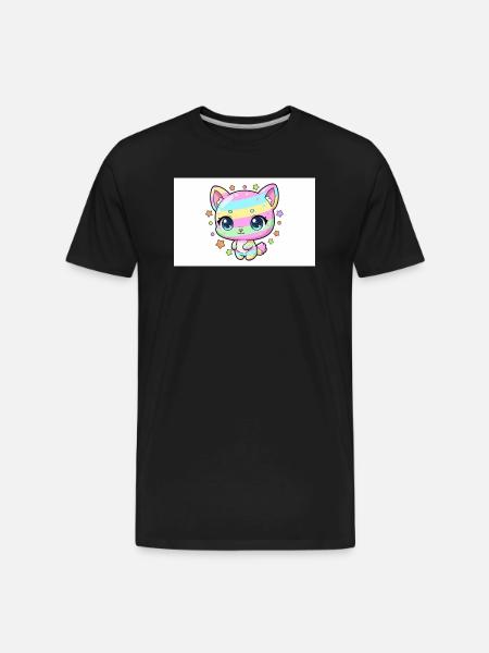 Pastel Rainbow Kitten - Men's Premium Organic T-Shirt - black