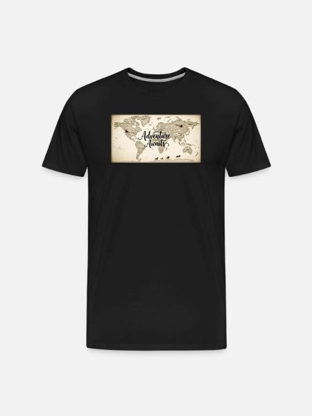 Adventure Awaits World Map - Men's Premium Organic T-Shirt - black
