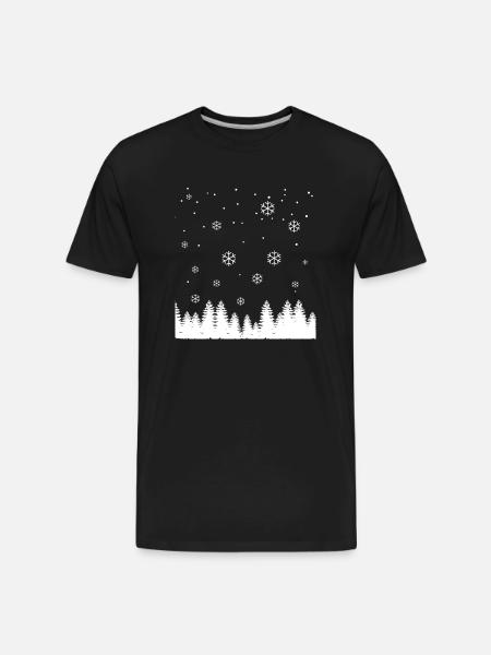 Snowflakes And Pine Trees - Men's Premium Organic T-Shirt - black