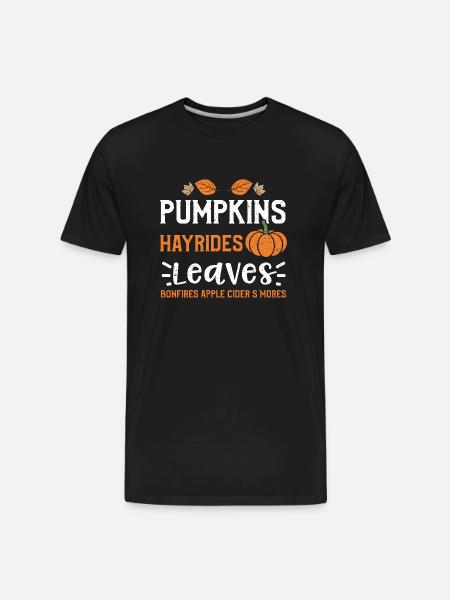 Pumpkins Hayrides Leaves Bonfire... - Men's Premium Organic T-Shirt - black
