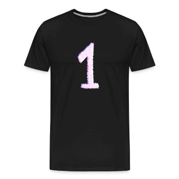 pink one number number team - Men's Premium Organic T-Shirt - black - Front - AI Model Male 185 light (185cm)