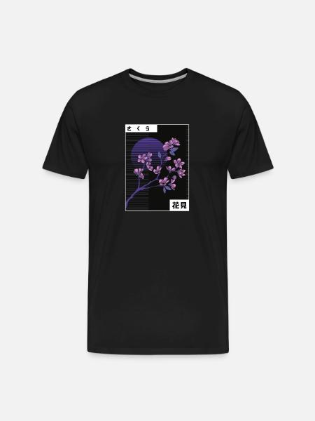 VAPORWAVE CHERRY BLOSSOM - Men's Premium Organic T-Shirt - black