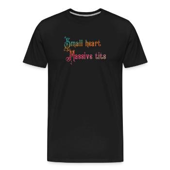 Small heart massive tits - Men's Premium Organic T-Shirt - black - Front - AI Model Male 185 light (185cm)