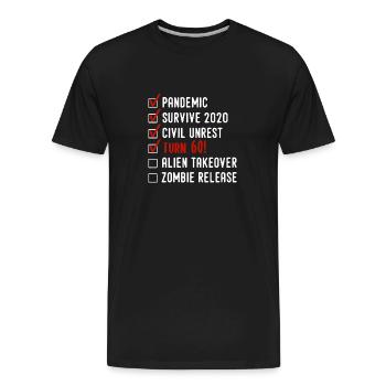 Funny 60th Birthday Gift For 60 Years Old - Men's Premium Organic T-Shirt - black - Front - AI Model Male 185 light (185cm)