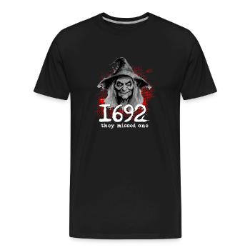 1692 they missed one - Men's Premium Organic T-Shirt - black - Front - AI Model Male 185 light (185cm)