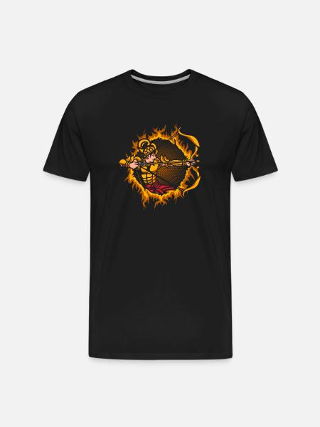 Arjuna Archer With Halftone Background - Men's Premium Organic T-Shirt - black