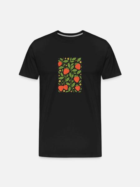 Strawberry Garden Pattern - Men's Premium Organic T-Shirt - black