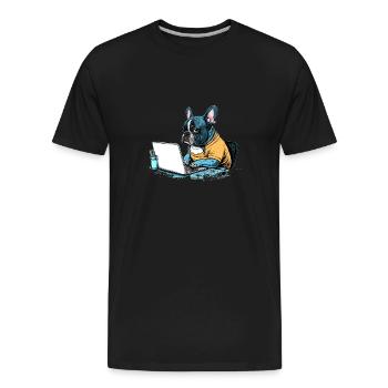 French Bulldog | Home Office Job Work Laptop Tie - Men's Premium Organic T-Shirt - black - Front - AI Model Male 185 light (185cm)