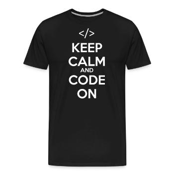 Keep Calm And Code On Geek Nerd Programmer Coder C - Men's Premium Organic T-Shirt - black - Front - AI Model Male 185 light (185cm)