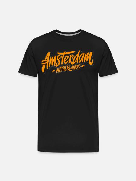 Amsterdam Netherlands Souvenir Charm - Men's Premium Organic T-Shirt - black