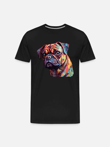 Pug Polygon - Men's Premium Organic T-Shirt - black