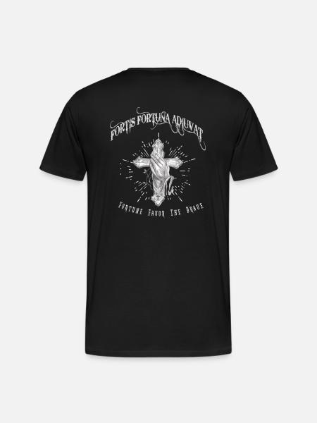 Fortis Fortuna Adiuvat - Cross and Hand Tattoo - Men's Premium Organic T-Shirt - black