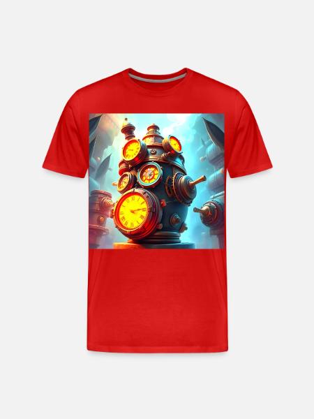 Clockwork Steam Engine - Men's Premium Organic T-Shirt - red