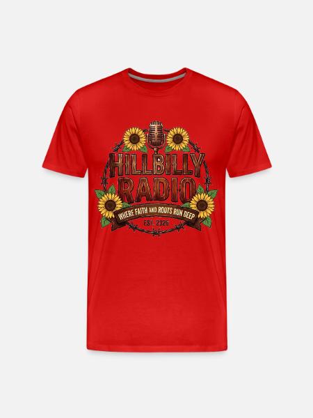 Hillbilly_Radio_Logo_Sunflowers - Men's Premium Organic T-Shirt - red