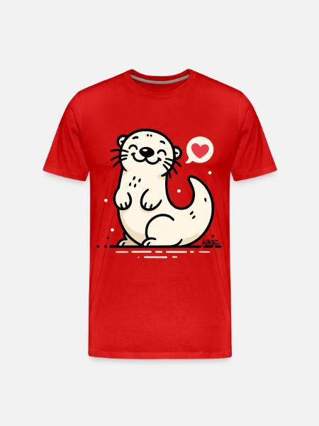 Lovable Otter Heart Chat - Men's Premium Organic T-Shirt - red