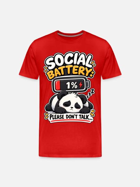 Social Battery Panda 1% - Men's Premium Organic T-Shirt - red