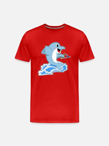 Dolphin Water Ski - Men's Premium Organic T-Shirt - red