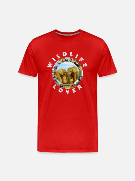 Wildlife Lover Blue Sky Elephants - Men's Premium Organic T-Shirt - red