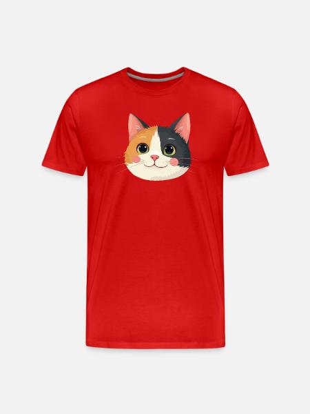 cute cat face - Men's Premium Organic T-Shirt - red