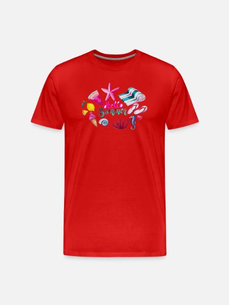 Vibrant Summer Beach Pattern - Men's Premium Organic T-Shirt - red