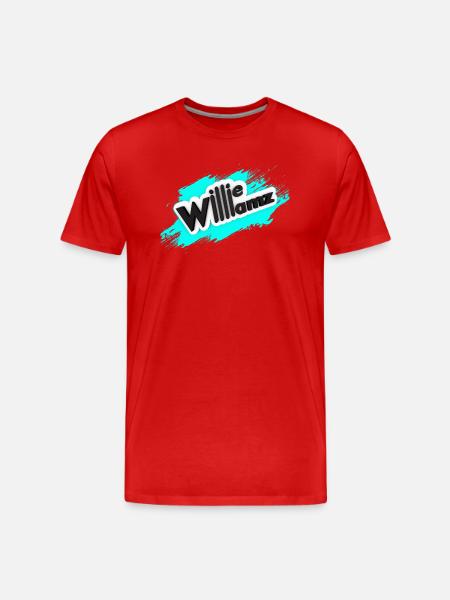 Willieamz Neon Splash Logo Tee - Men's Premium Organic T-Shirt - red