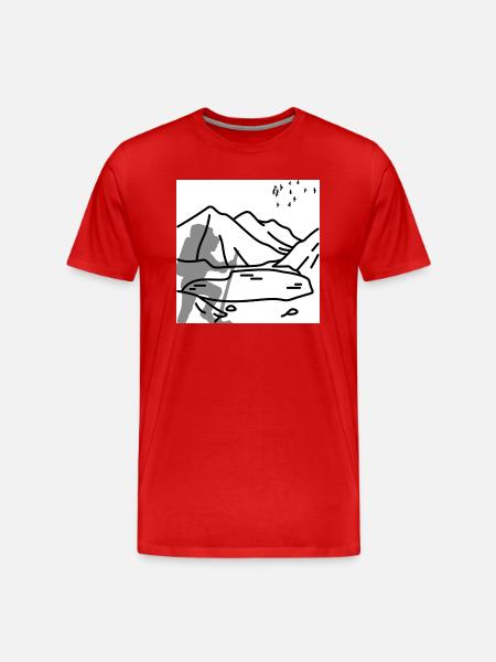 Minimal Mountain Birds Line Art - Men's Premium Organic T-Shirt - red