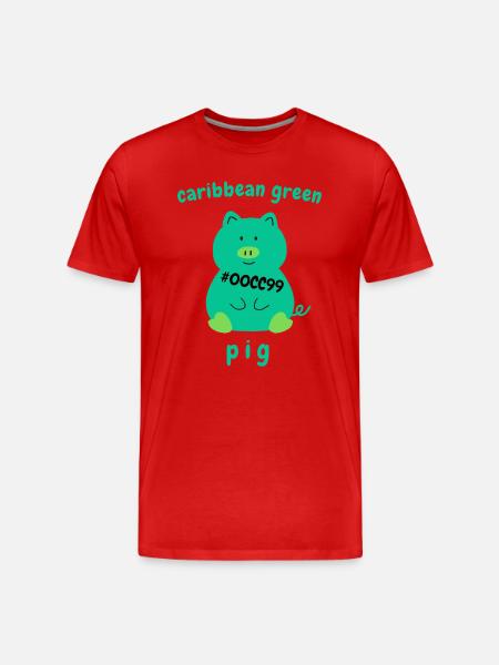 Caribbean green Pig - Men's Premium Organic T-Shirt - red