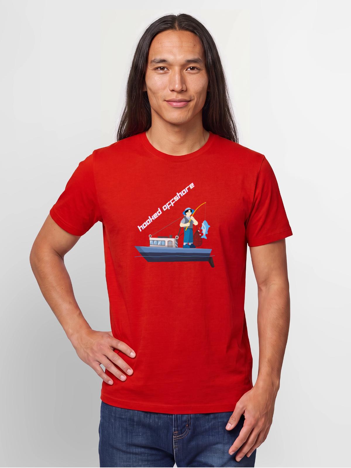 Hooked_Offshore - Men's Premium Organic T-Shirt - red - Front - AI Model Male 185 light (185cm)