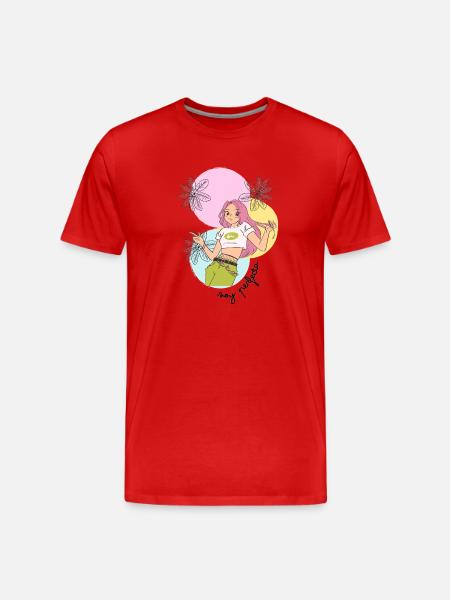 Pastel Leafy Heroine - Men's Premium Organic T-Shirt - red