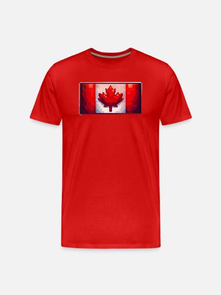 Pixel Maple Flag - Men's Premium Organic T-Shirt - red