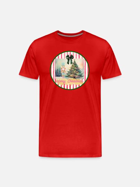Nutcracker and Christmas Tree - Men's Premium Organic T-Shirt - red