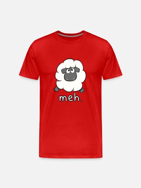 Meh Sheep Cartoon - Men's Premium Organic T-Shirt - red