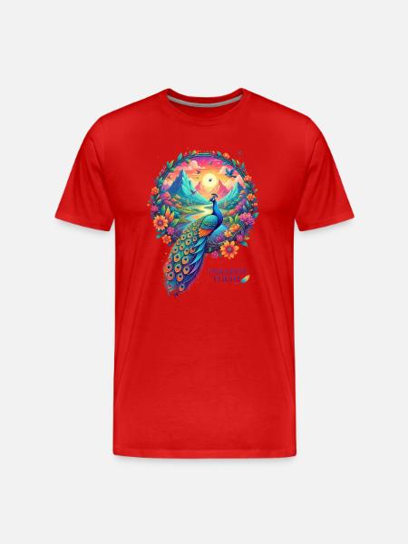 Paradise Flight Peacock - Men's Premium Organic T-Shirt - red