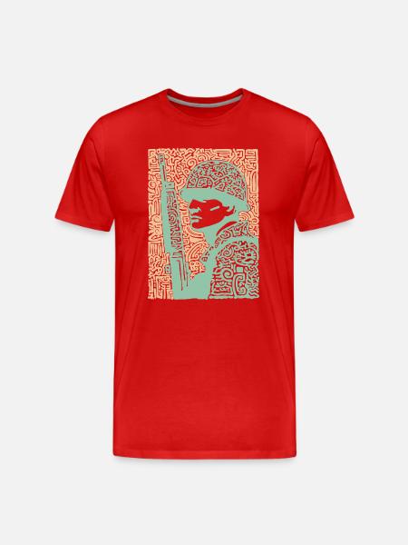 Mosaic Soldier Rifle Art - Men's Premium Organic T-Shirt - red
