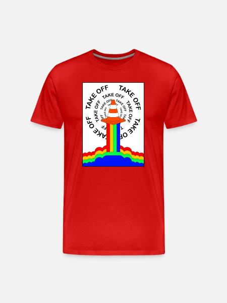 Safety Cone Rocket Rainbow Smoke Funny - Men's Premium Organic T-Shirt - red