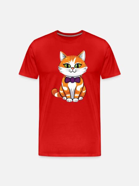 Orange Cat Bowtie Charm - Men's Premium Organic T-Shirt - red