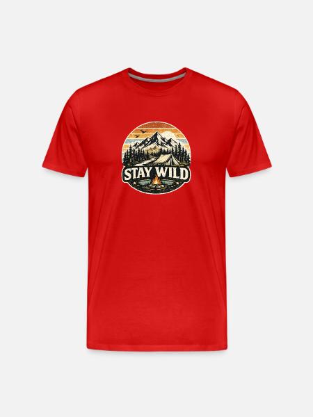 Stay Wild Camp Retro Sunset - Men's Premium Organic T-Shirt - red