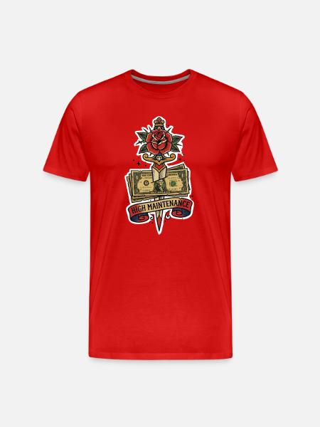 High Maintenance Rose Dollar Tattoo - Men's Premium Organic T-Shirt - red