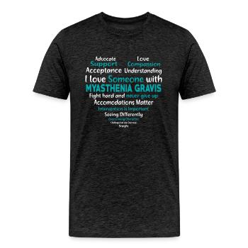 Myasthenia Gravis Awareness Support Heart - Men's Premium Organic T-Shirt - charcoal grey - Front - AI Model Male 185 light (185cm)