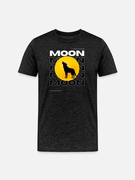 Howling Wolf Full Moon Graphic - Men's Premium Organic T-Shirt - charcoal grey
