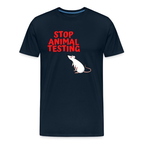 STOP ANIMAL TESTING - Defenseless Laboratory Mouse - Men's Premium Organic T-Shirt