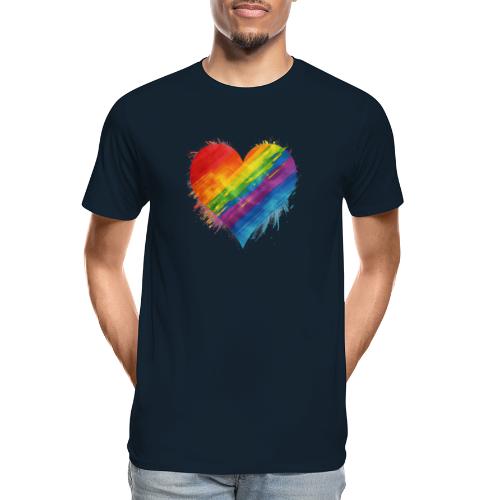 Watercolor Rainbow Pride Heart - LGBTQ LGBT Pride - Men's Premium Organic T-Shirt