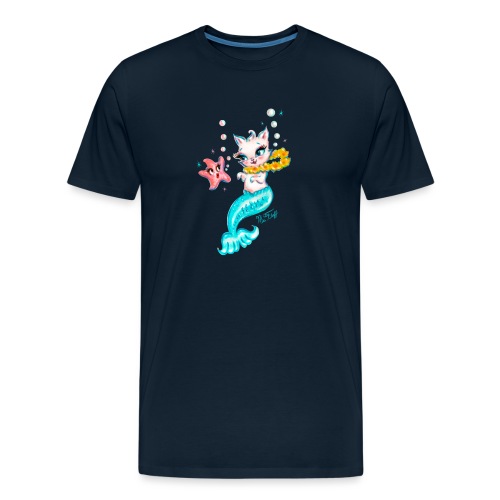 Mermaid Cat with Starfish - Men's Premium Organic T-Shirt