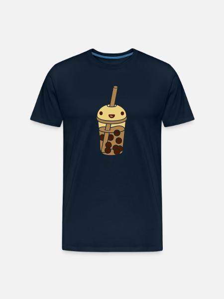 anime face bubble tea - Men's Premium Organic T-Shirt - deep navy