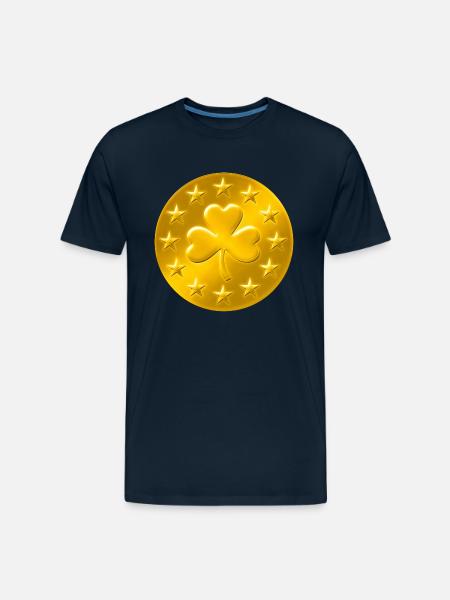 Lucky Shamrock Coin - Men's Premium Organic T-Shirt - deep navy