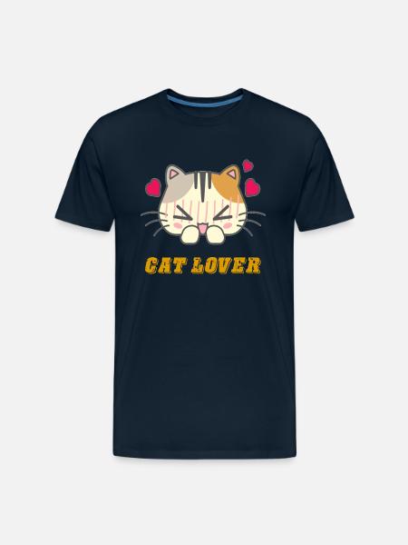 Lovely Cat Face - Men's Premium Organic T-Shirt - deep navy