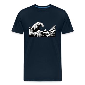 The Great Wave at Kanagawa - Men's Premium Organic T-Shirt - deep navy - Front - AI Model Male 185 light (185cm)