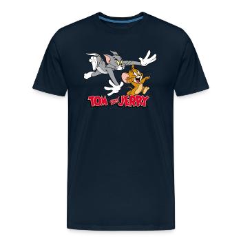 Tom and Jerry Chase - Men's Premium Organic T-Shirt - deep navy - Front - AI Model Male 185 light (185cm)