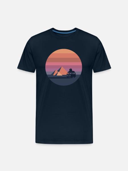 Volkswagen VW T2a Camper With Pyramids - Men's Premium Organic T-Shirt - deep navy